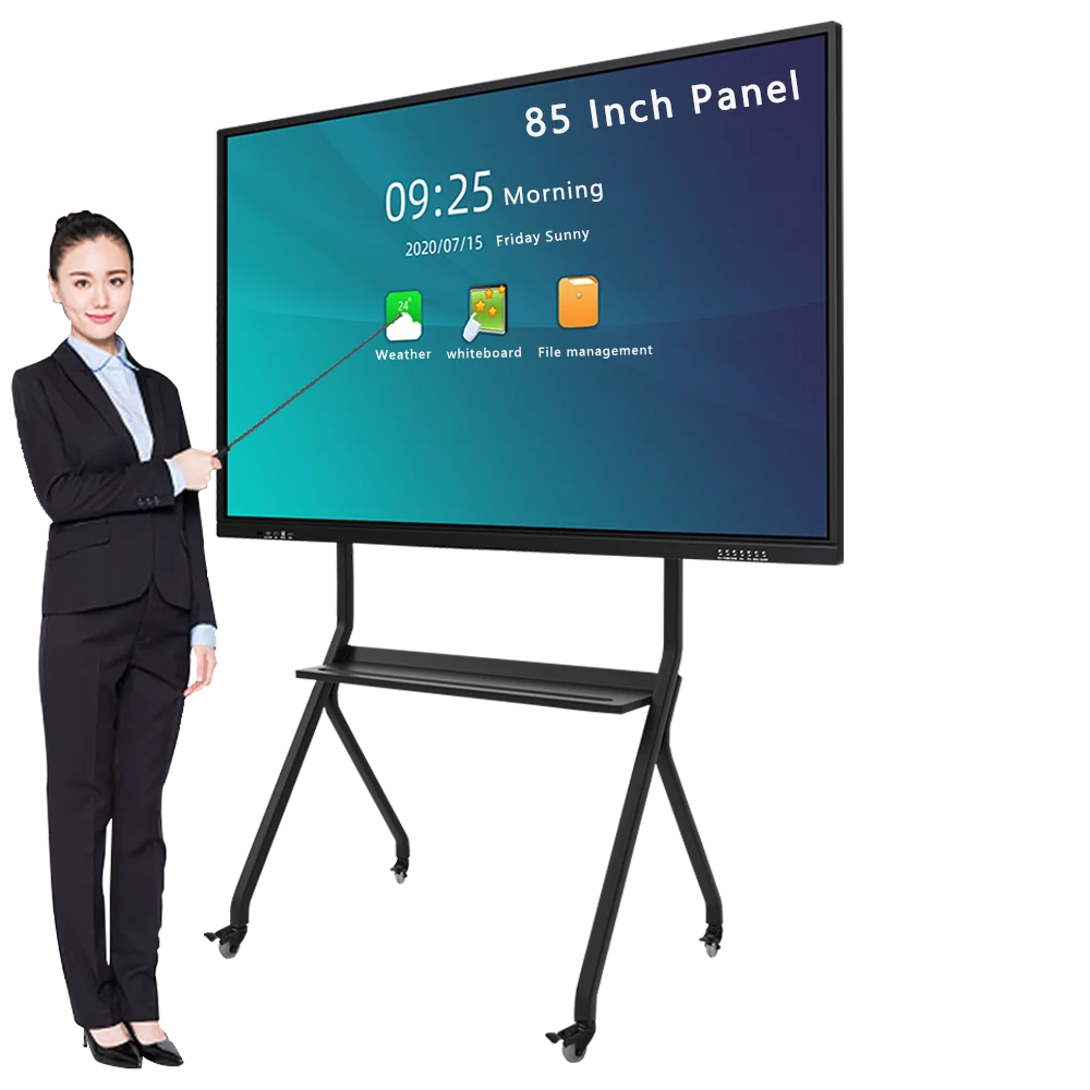 HUAYU 85 Inch Flat Panel Interactive Smart White Board 4K Hd Lcd Display Digital Infrared Touch Screen Wall Mounted Monitor