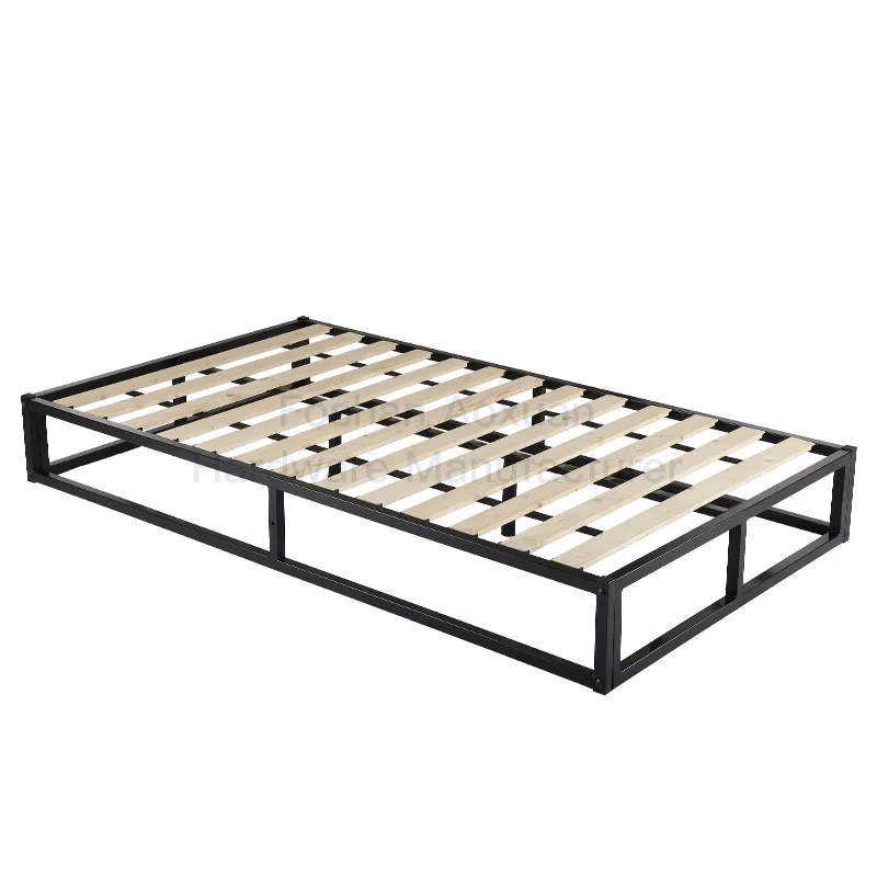 In stock Free Sample Full Size Assembly Easily Metal Platform Bed Frame Wooden