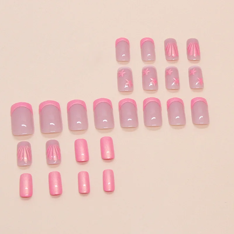 High Quality Luxury Art Nails Supplier False Fake Nails Wholesale Short Square Pink Designer Custom Press On Nails