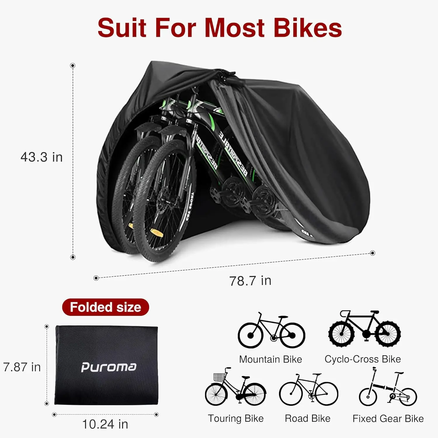 Custom Bike Cover Outdoor Waterproof Bicycle Covers Rain Sun UV Dust Wind Proof with Lock Hole for Mountain Road Electric Bike
