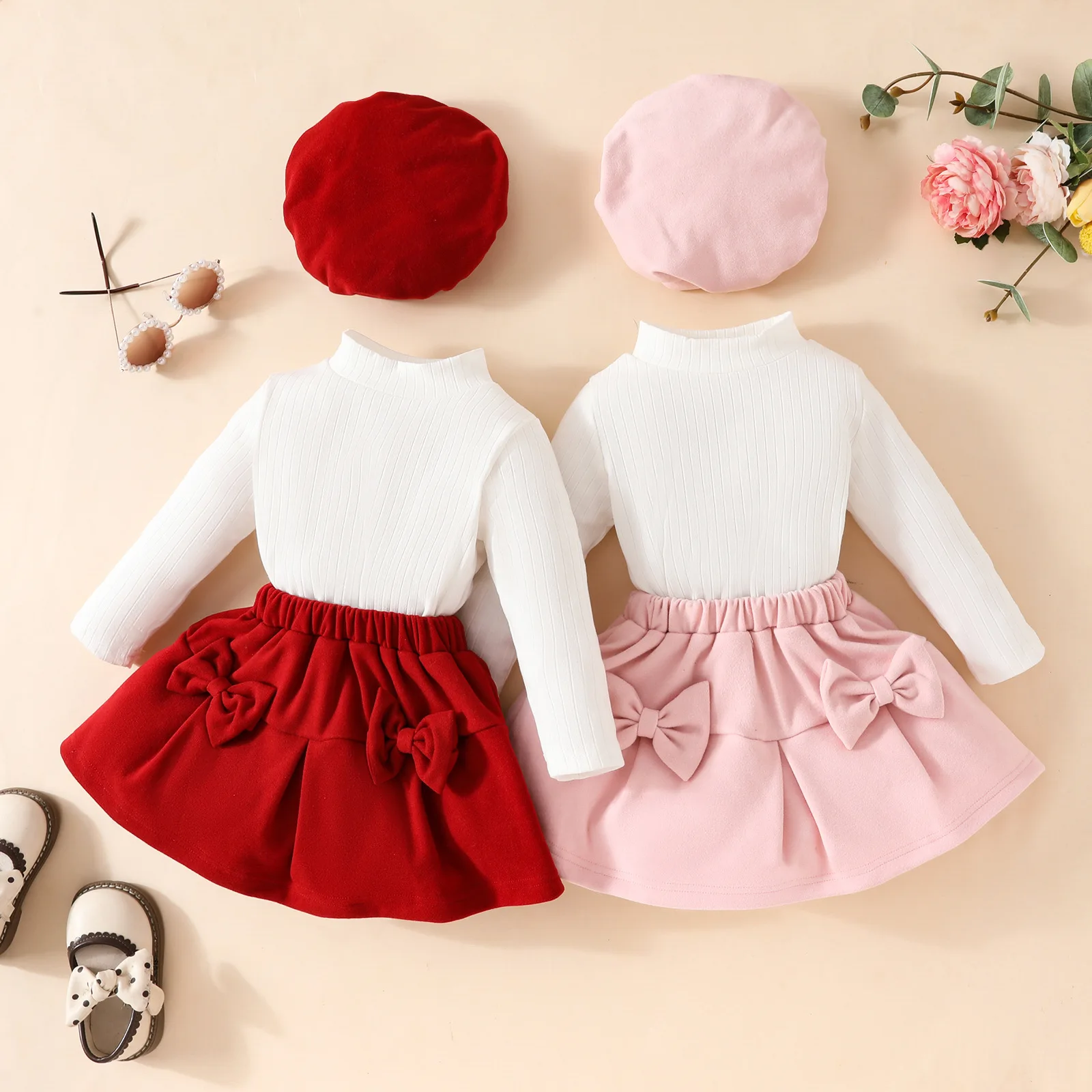 Lovely Winter Fashion Autumn Thickening 3pcs Sweet Clothing Sets for Girls