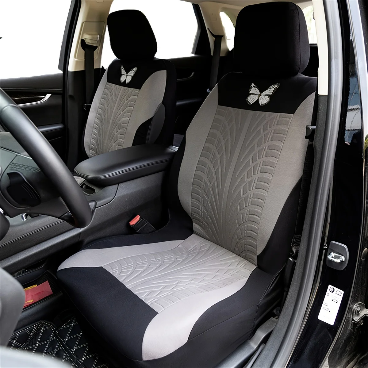 Car Seat Cover Full Set Universal Butterfly Pattern Tire Shape Auto Cover Airbag Safe Truck Van SUV Seat Protector Accessories