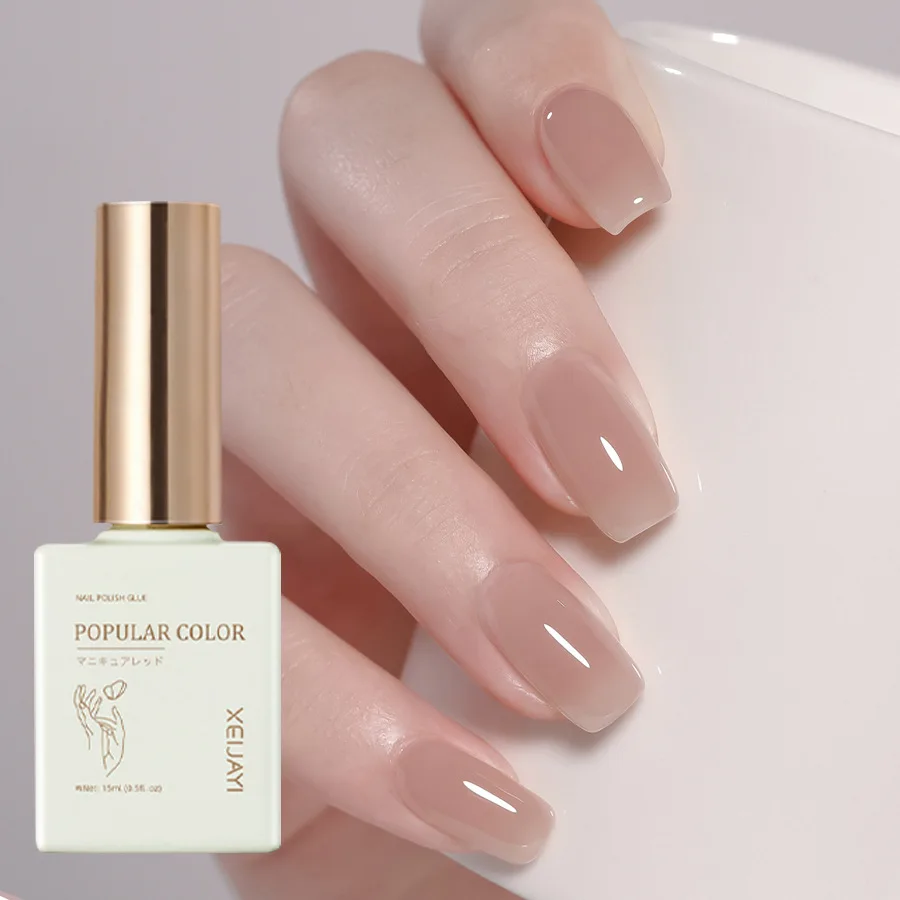 Jelly Nude Gel Nail Polish 15ml Light Pink Peach Translucent Color UV Light Cure Gel Varnish Nail Art DIY at Home