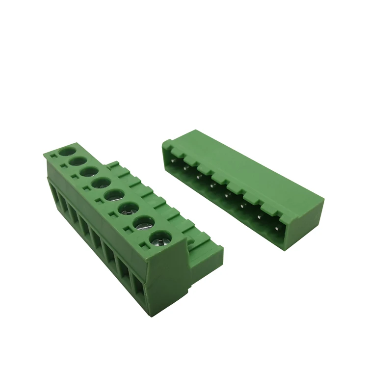 green 8 way 8pole 5.08mm  electrical terminal connector plug-in wire to board male and female positive  terminal block