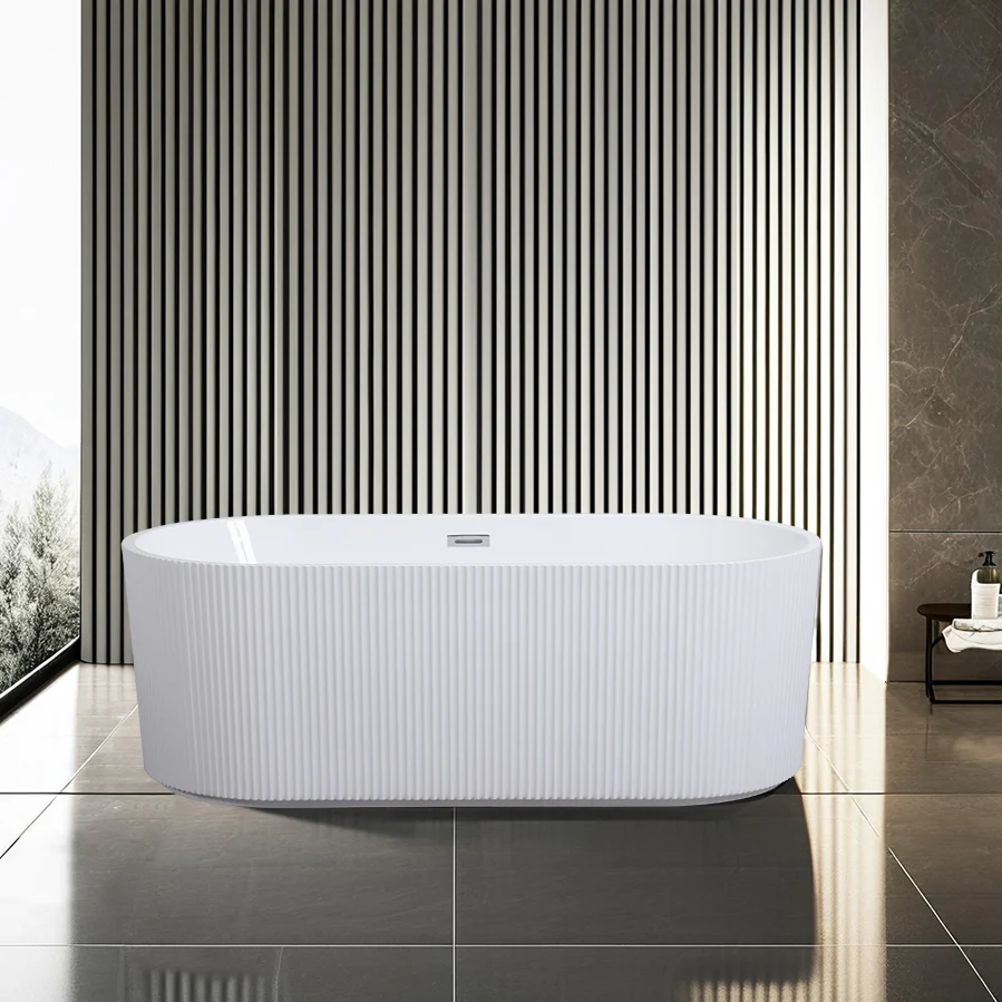Hot Sale Acrylic Bathtub Modern Design Freestanding Bath Tub White Free Standing Alone Soaking whirlpool Tub