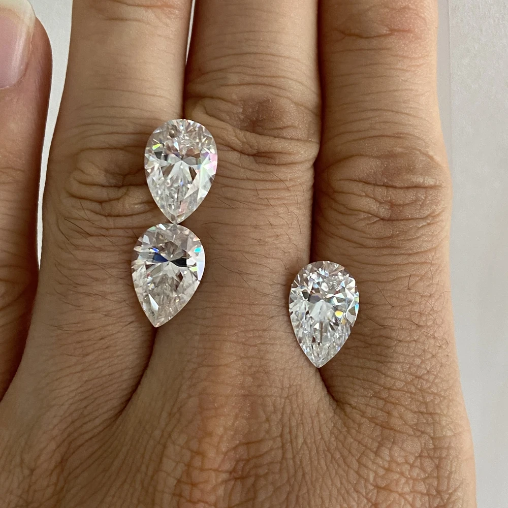 Wholesale GRA Certificate D VVS Pear cut 7x10mm 2 carat loose moissanite diamond stone for ring making