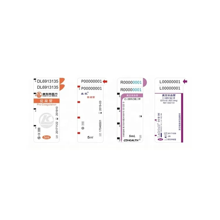 2021 New Design Good Quality Vacuum Blood Collection Tube tear off double Label