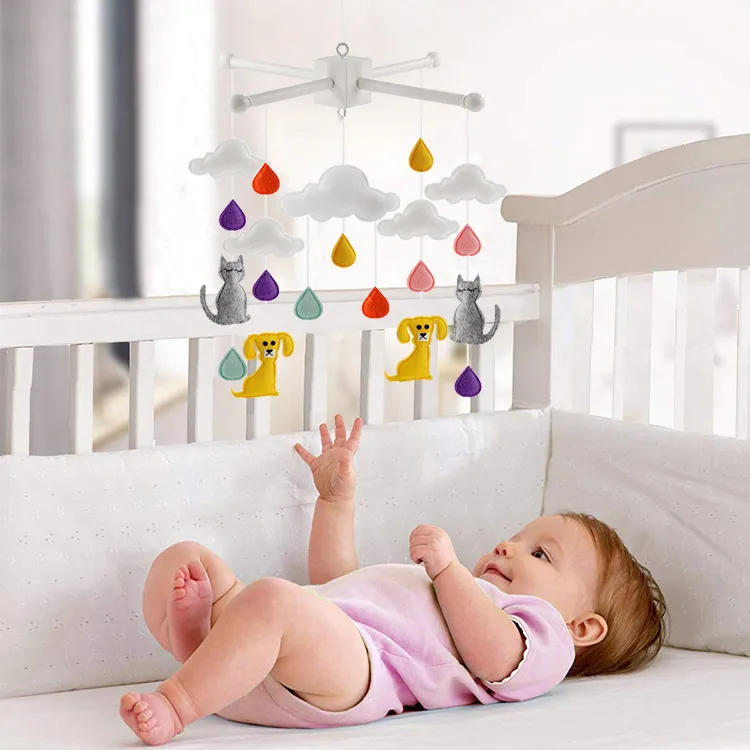 woven baby mobile felt clouds Felt toy rainbow baby mobile felt