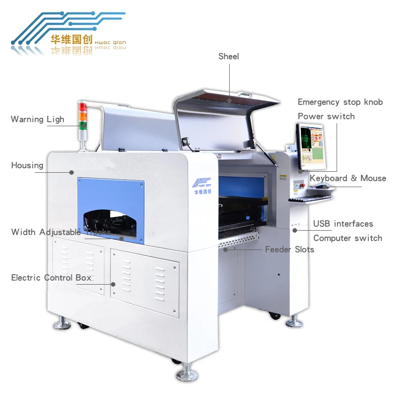 Pick and Place HW-T8SG-80F With 10 Cameras+80 Feeders+ Servo Motor+Straight Guide Rail SMD Soldering Machine Mini Pick And Place