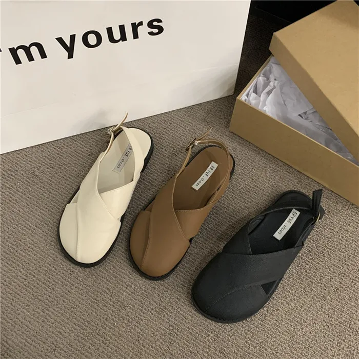 Zapatos para mujer сандалии для женщин 2024 летние новые корейские французские Ретро сказочные Стильные повседневные туфли на плоской подошве в римском стиле