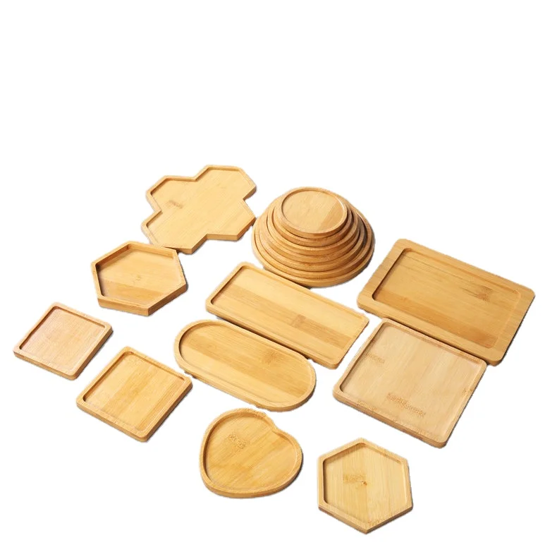 Farmhouse Tea Cup Coasters Round Bamboo Coffee Service Trays Saucers Small Porous Planter Holder Succulent Plant Pot Tray