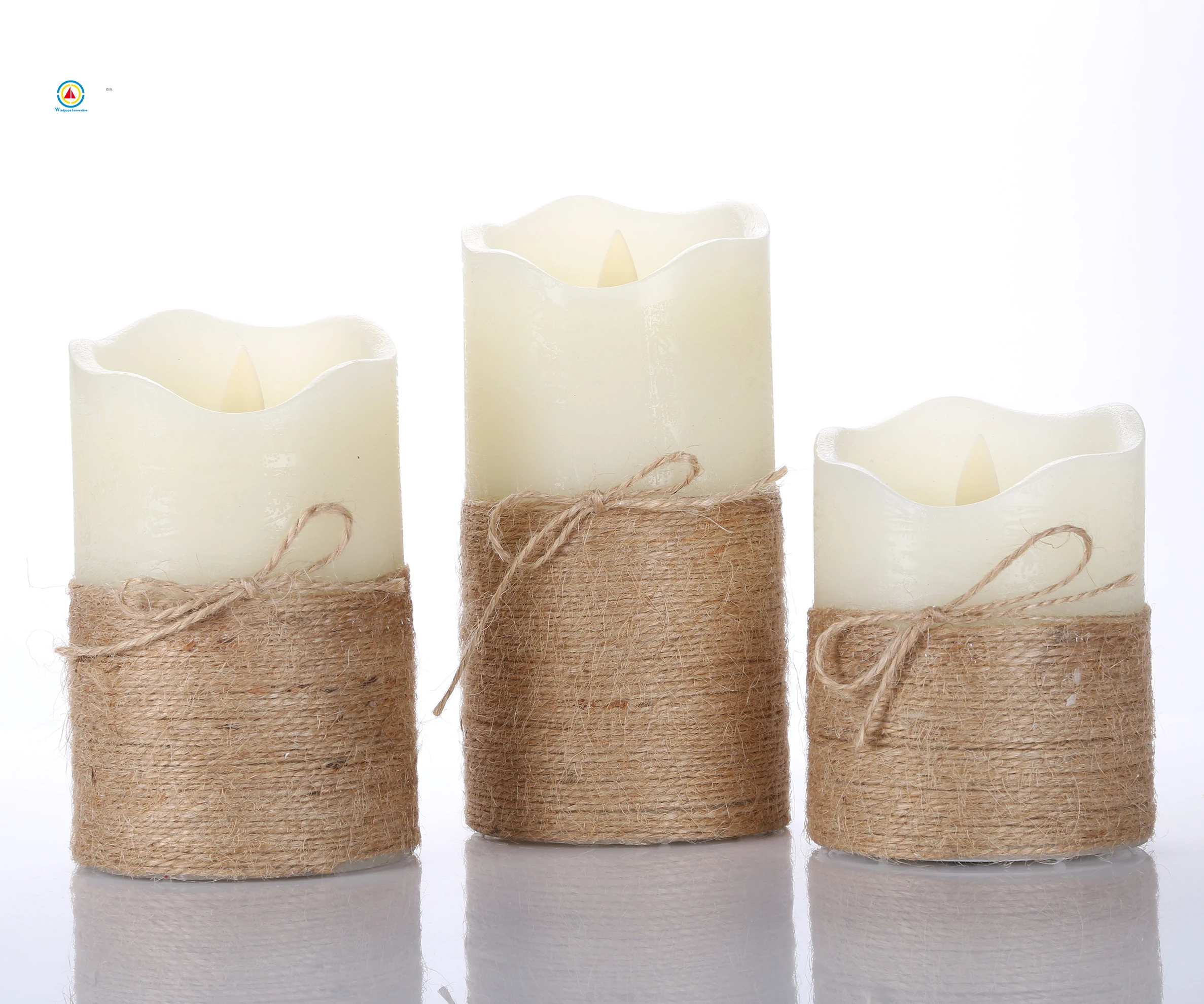 Bowknot Rope Electric Swing Flameless Pillar Candles LED Candle with Remote & Timer