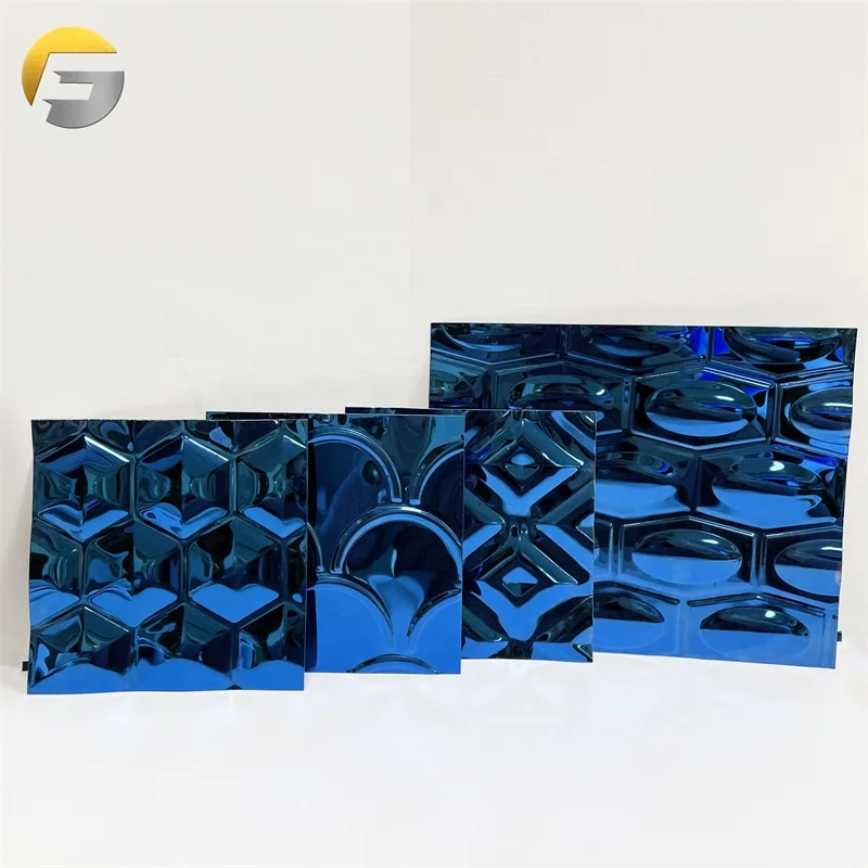 ZB0215 Embossed Corrugated 0.5mm Tinckness Aisi 304 Blue Color Stainless Steel Sheet 201 Plate