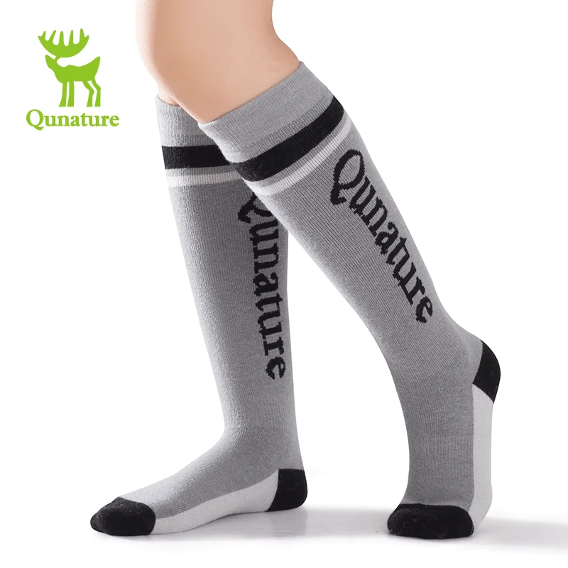 Qunature Winter wool Ski Socks Kids Warm Thermal Snowboard Skating Ski Socks for Kids letter Pattern Ski Sock