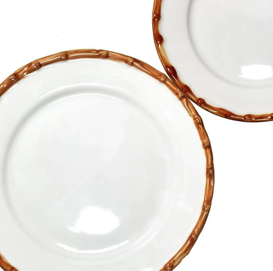 BLAIS brown round tableware dish table setting ceramic porcelain bamboo rim  plates sets dinnerware wedding