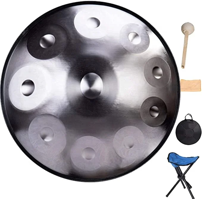 Handpan    Percussion instruments D Minor 9 notes Nitrided steel tambourine 22 inches hand drums with carrying bag