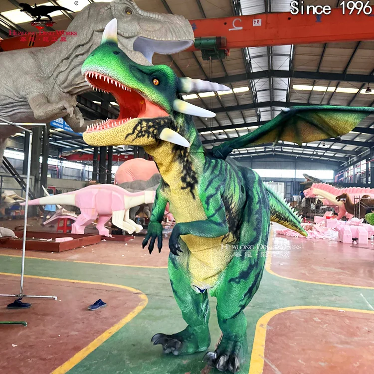 Red dragon costume simulation dinosaur costume expert