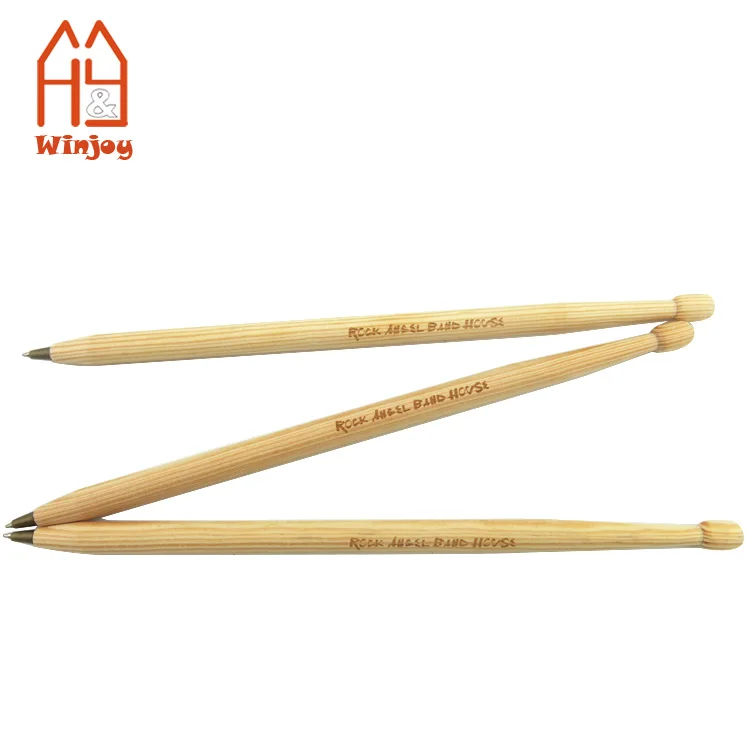 Custom promotional wooden ball pen,drumstick shape ballpoint pen with custom logo printing,black or blue ink.