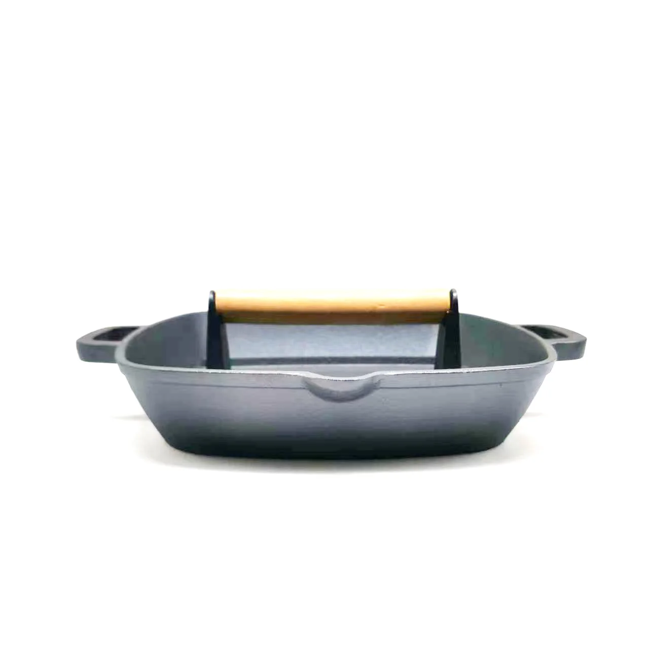 Preseasoned Cast Iron Skillet Fry Pan Square Griddle with Ribs Nonstick with bacon press