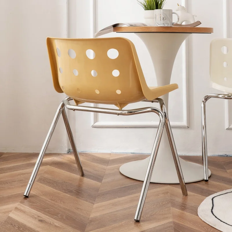 AIRFFY OEM/ODM Wholesale Design Modern Solid Plastic Dining Chair Armless Metallic Frame Chair Nordic Dining Room Chair