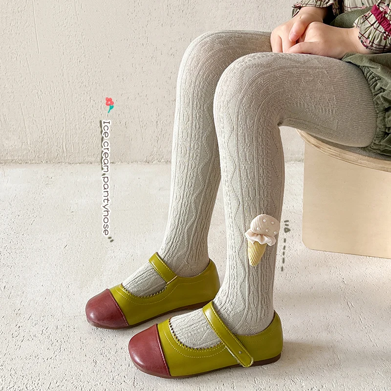 High Quality Girls Pantyhose Princess Breathable Soft Cotton Knitted Socks Icecream Leggings Socks for Kids