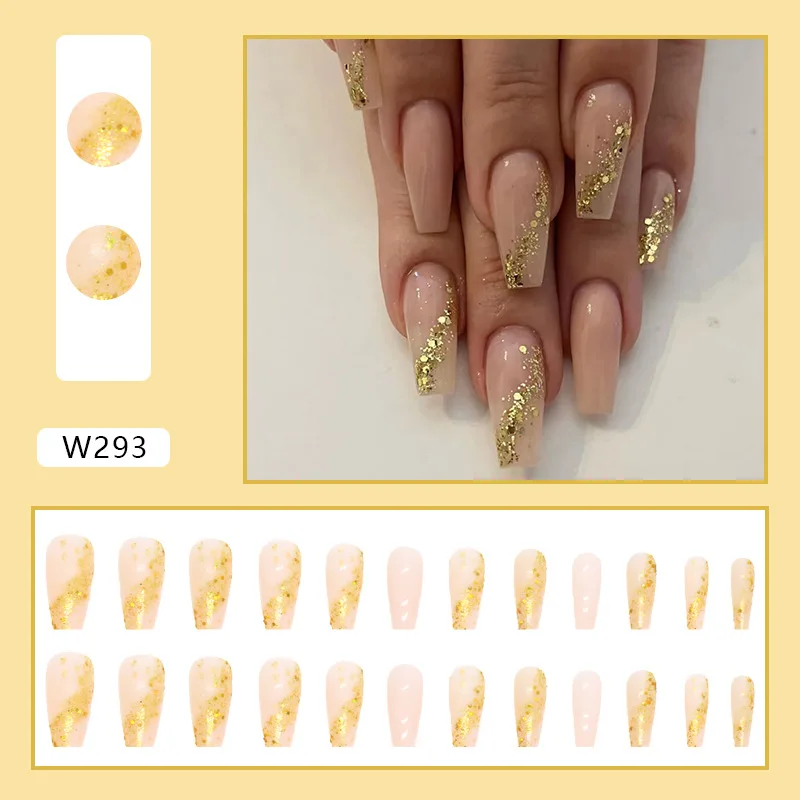 DIY nail salon 24 Pcs false nails full tips medium length finger nail