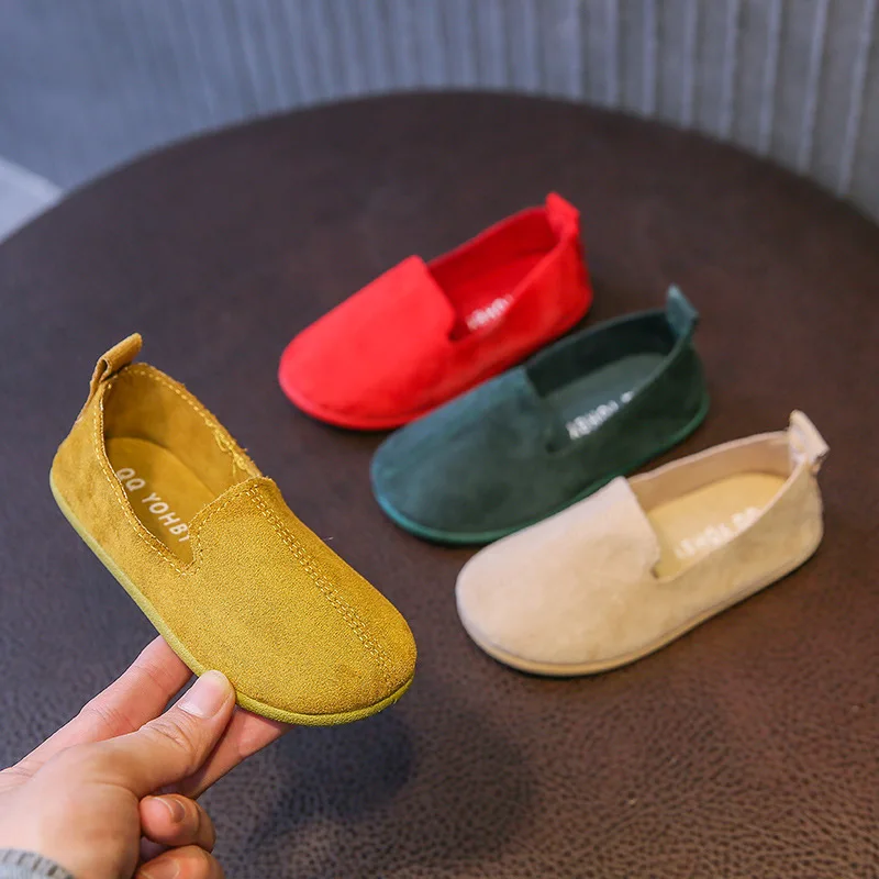 Kids Single Shoes 2023 New Korean Style Simple Casual Princess Boat Light Small Leather