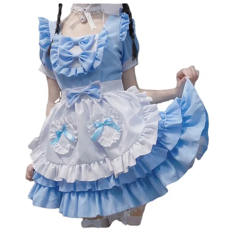 Plus Size Club Girls Dresses Maid Lolita Dress Cosplay Looking Up Sissy Cute Hamd Maid Outfit Uniform Staff Costume Dress