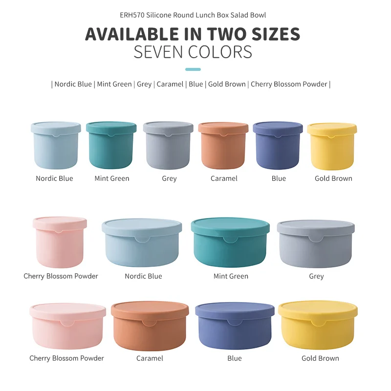 Food Grade Food Storage Container Leakproof Salad Silicone Lunch Bento Box Safe For Microwave Dishwasher Freezer For Kids Adult