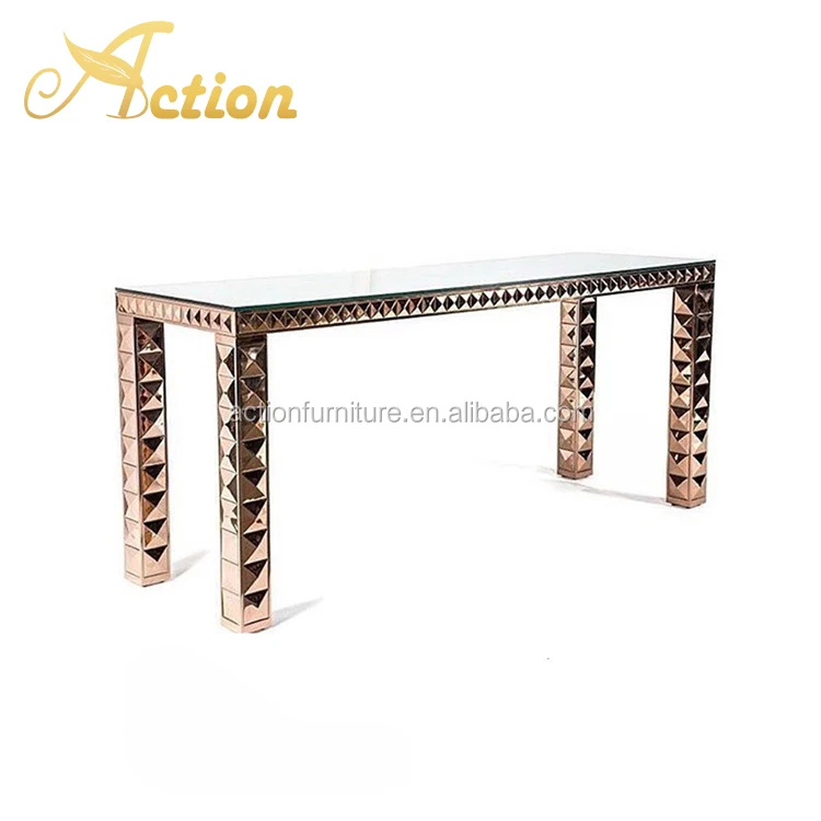 Antique Metal Restaurant Bar Reception Table Counter Table Stainless Steel With Mirror Glass Top Wedding Bar Table And Chairs