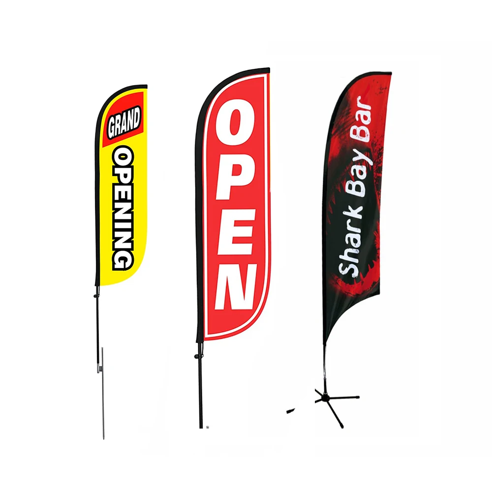Outdoor Banner Beach Flagpole Tires Sale Now Open House Workshop Car Wash Swooper Custom Printed Feather Flag With Spike Base