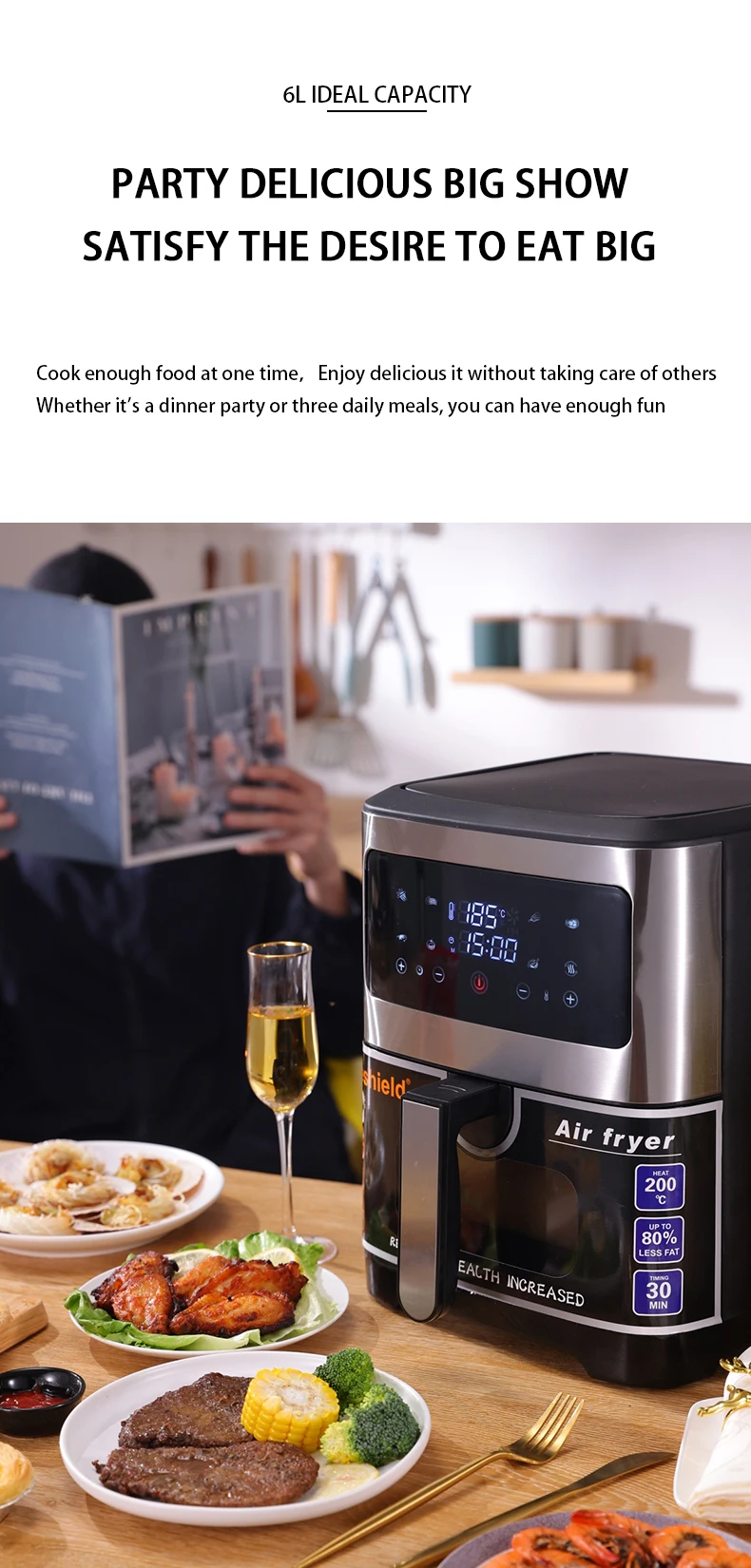 Non stick and easy to clean Accurate temperature control Transparent Oil free Fully automatic integration No flipping fryer