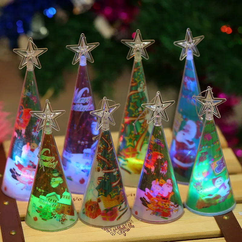 Оптовая продажа, светодиодные светящиеся 3d мини украшения для рождественской елки, украшения, праздничные подарки