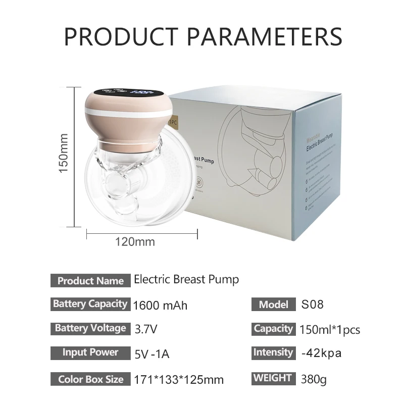 Newest Factory Hot Sale Wireless Electric oem Breast Pump With Touch Panel and LED Display Screen
