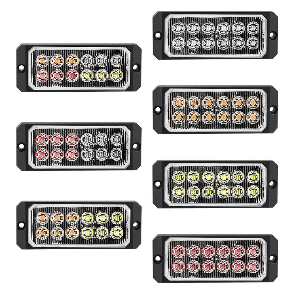 DXZ 12LED Emergency Warning Caution Hazard Construction Amber Strobe Light Many Different Flashing for Car Truck SUV Van