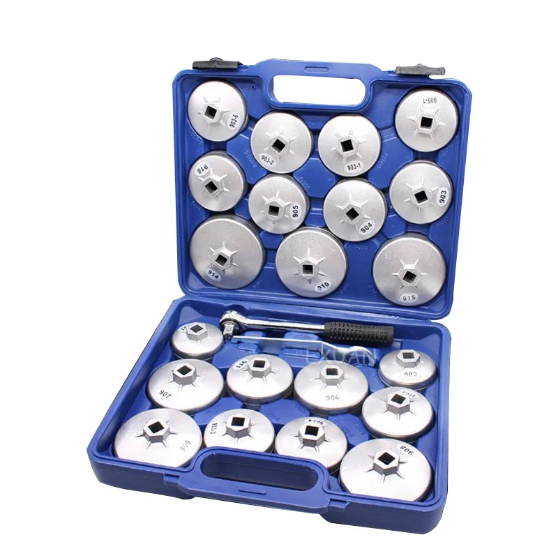 23pcs Cup Type Aluminum Oil Filter Set Wrench Socket Removal Garage Tools Kit for BMW for VW Universal