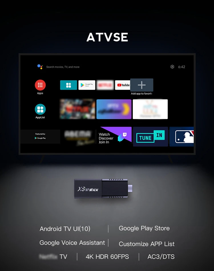 Глобальная версия X97S TV Stick 2 Гб 16 Android 10 Онлайн IPTV Портативный Mi Dongle tvstick Google Assistant