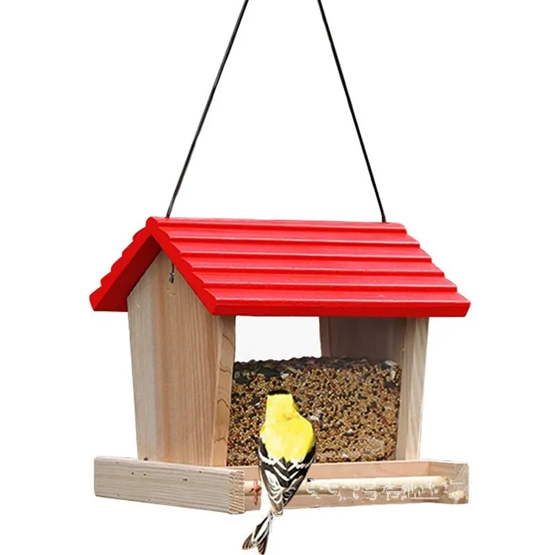 Creative wooden birdhouse bark bird cage nest outdoor tree hanging hummingbird feeder breeding living house bed aviary