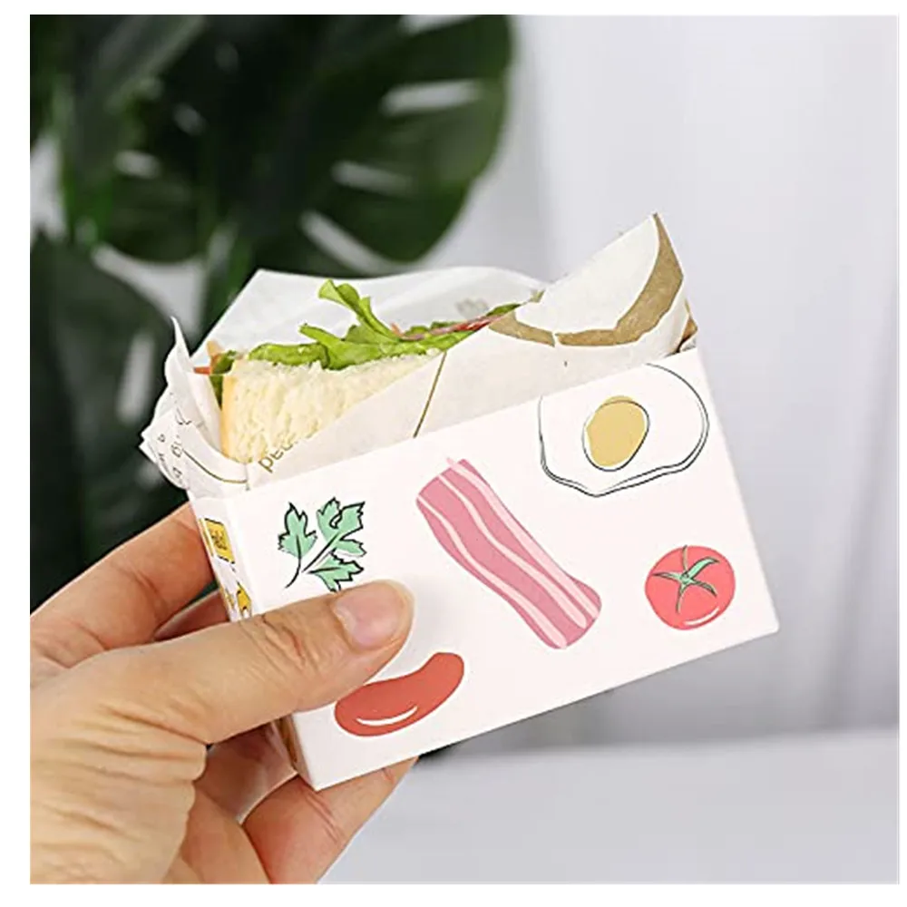 Take Out Food Containers,Sandwich Boxes Toast Holding Bread Tray, Hot Dog Donut Egg Waffle Packaging Lunch Box