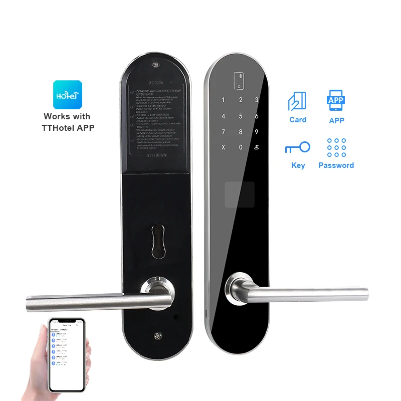 TTlock App Ble WiFi Control Hotel Key Card Swipe Door Lock Electronic Keyless RFID Smart Hotel Lock System
