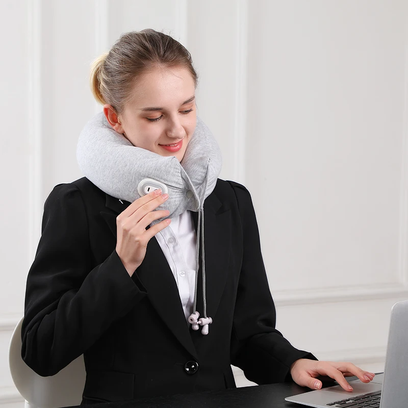 U Shape Wireless Portable Travel Relaxation Electric Neck Pillow Vibrating Massager