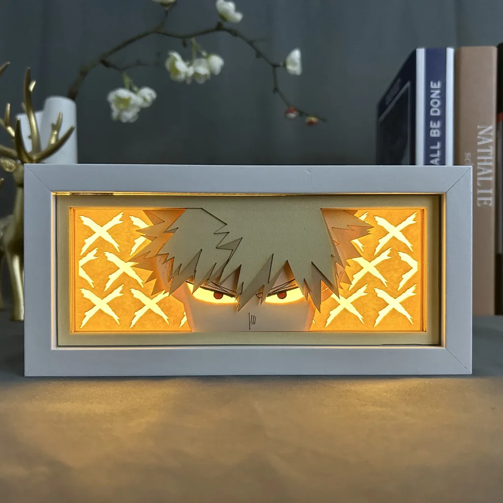 Creative Gift  Cartoon Character Uzumaki Anime Figure Paper Decorative Frame Lamp LED Luminous Shadow 3D Paper Carving Lamp