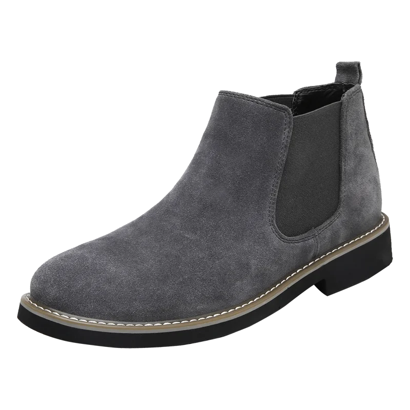 Wholesale and Custom Size 45 46 Fashion Style Men Middle Top Suede Leather Shoes Black Chelsea Ankle Boots
