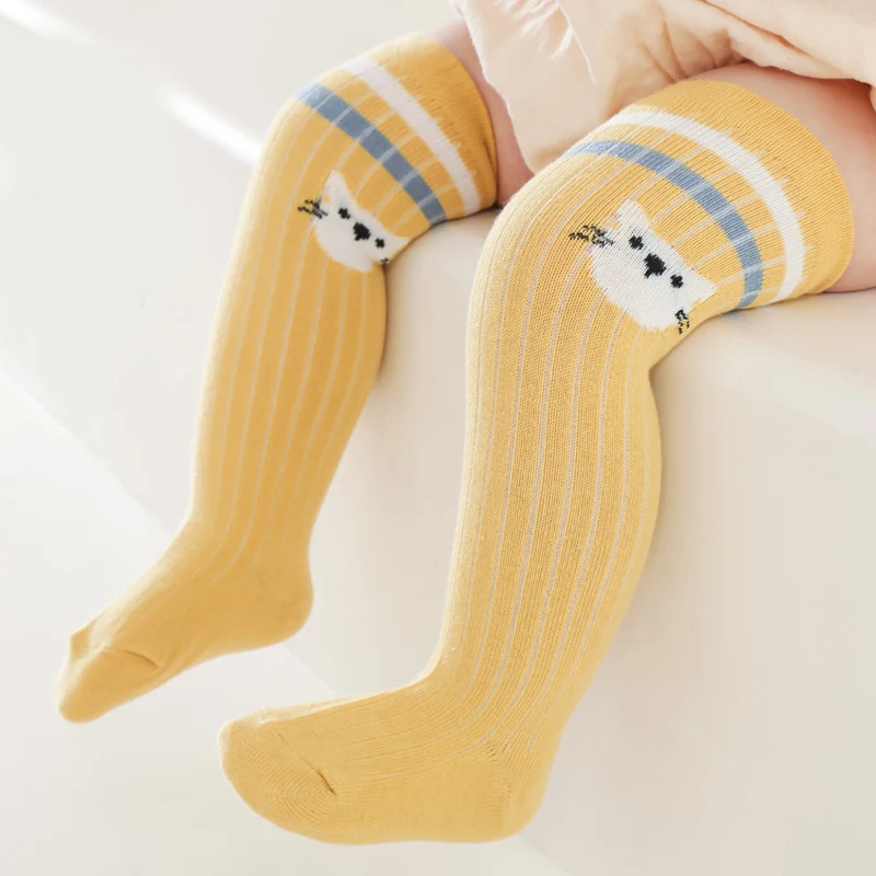 Fashion Basic 1-3Y Kids Rib Cotton Knee Socks Uniform Stockings 13 Neutral Solid Colors Striped Baby Boys Girls Knee High Socks