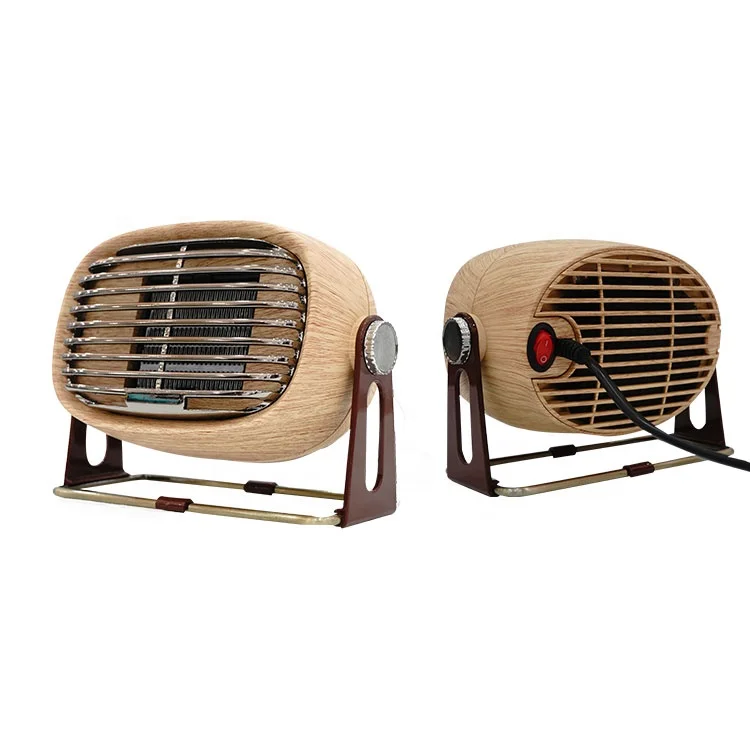 500W Bedroom Living Room Portable Desktop Mini Wooden Electric Heater Overheat Protection