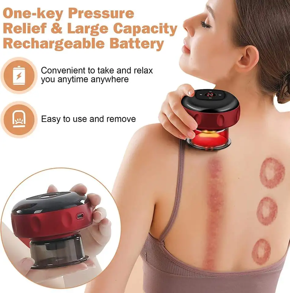 Portable Electric Vacuum Cupping Set Heating Cupping Cups Massage Suction Cups With Lcd Display