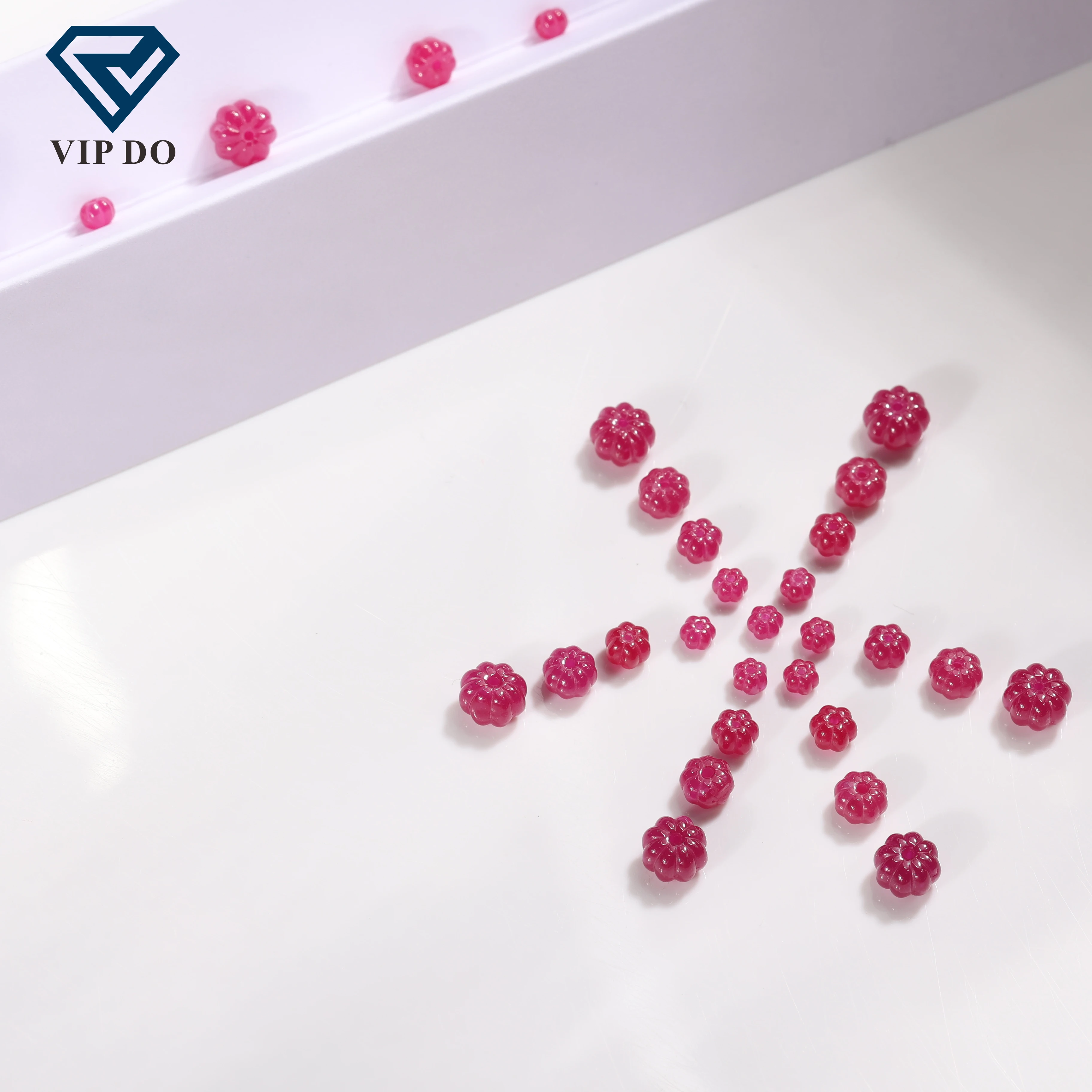 Factory price Pumpkin bead natural cut cultivation ruby loose gemstones laboratory blood 3-6mm red ruby for jewelry making