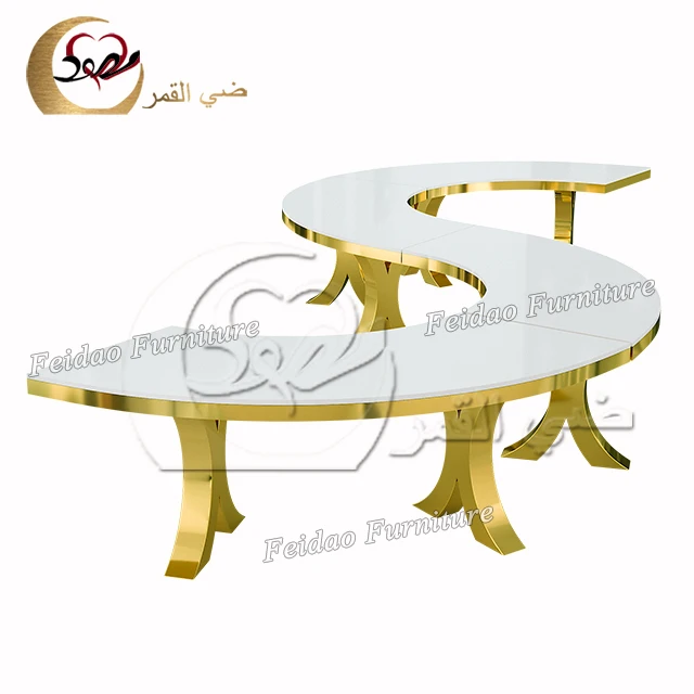 Dining Restaurant S Shape Glass Top Circle Shape Luxury Wedding Table