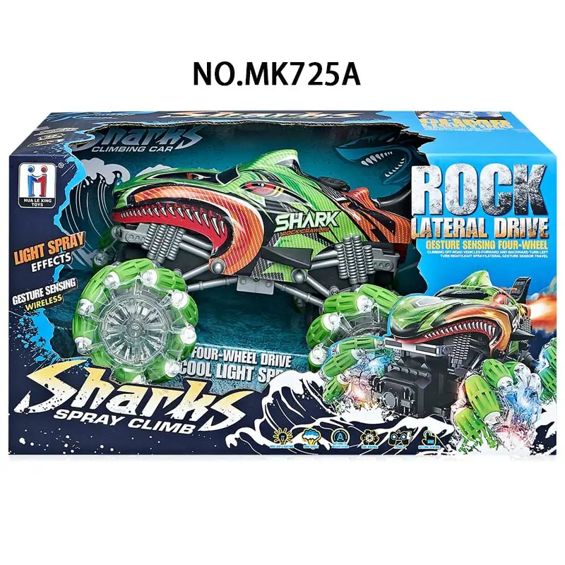 Boys Spray RC shark spray Car With Music Lights 360 Degree Stunt Rotation Kids Outdoor Toys RC Car
