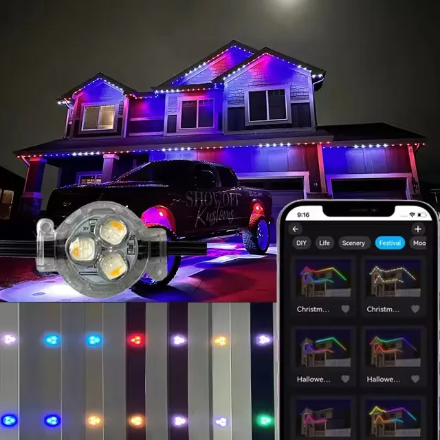 High Quality RGBW Pixel Light Track Aluminum  Permanent Outdoor Waterproof Holiday Christmas Decoration LED Pixel Point Light